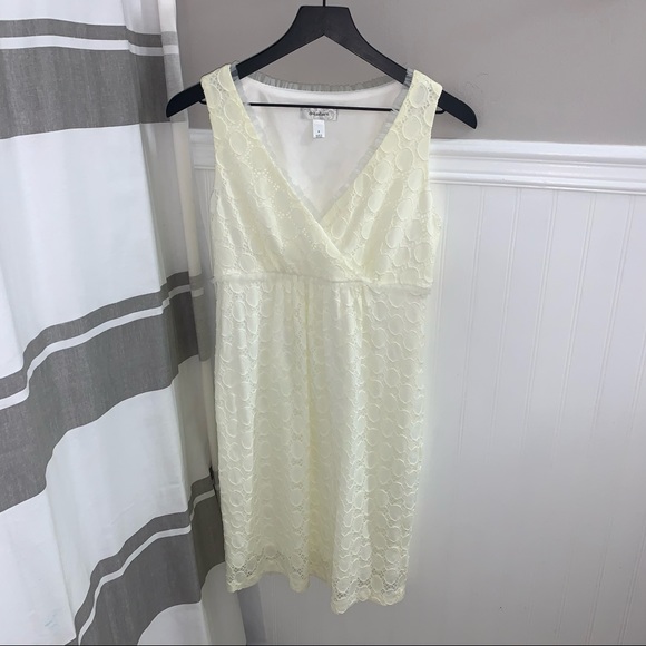 DRESSBARN Cream Lace Knit Dress Size 6 - Picture 2 of 15